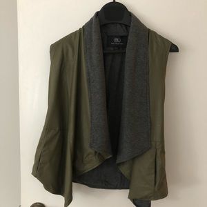 Faux Leather Vest, Olive Green and Gray